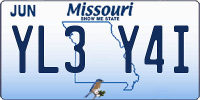 MO license plate YL3Y4I