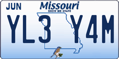 MO license plate YL3Y4M