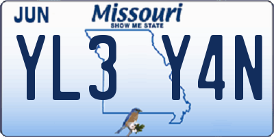 MO license plate YL3Y4N