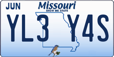 MO license plate YL3Y4S