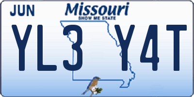 MO license plate YL3Y4T