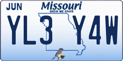MO license plate YL3Y4W