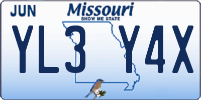 MO license plate YL3Y4X