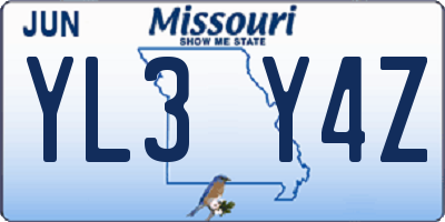 MO license plate YL3Y4Z