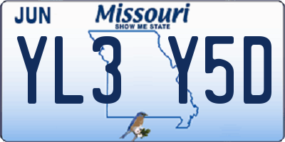 MO license plate YL3Y5D