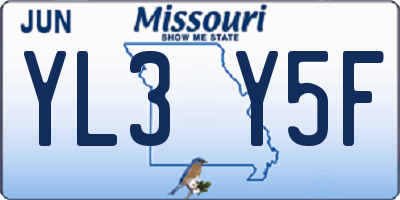 MO license plate YL3Y5F