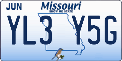 MO license plate YL3Y5G