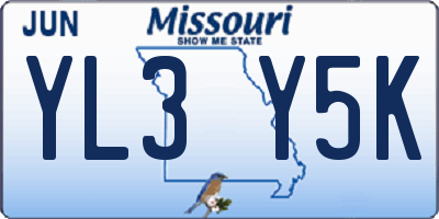 MO license plate YL3Y5K