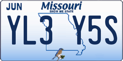 MO license plate YL3Y5S