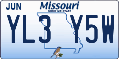 MO license plate YL3Y5W