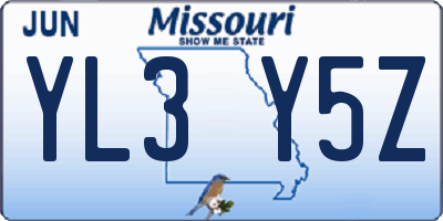 MO license plate YL3Y5Z