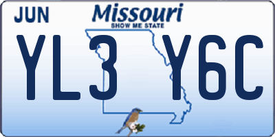 MO license plate YL3Y6C