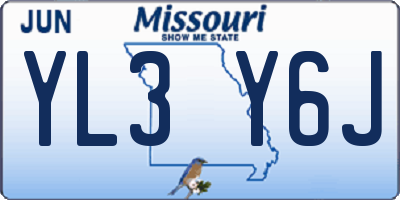 MO license plate YL3Y6J