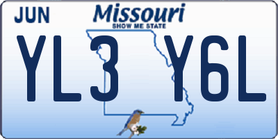 MO license plate YL3Y6L