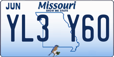 MO license plate YL3Y6O