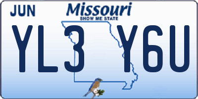MO license plate YL3Y6U