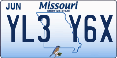 MO license plate YL3Y6X