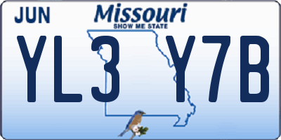 MO license plate YL3Y7B