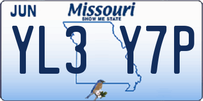 MO license plate YL3Y7P