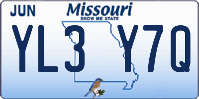 MO license plate YL3Y7Q