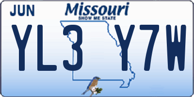 MO license plate YL3Y7W