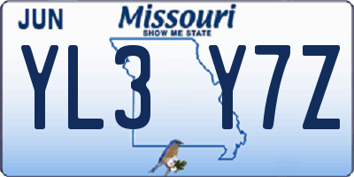 MO license plate YL3Y7Z