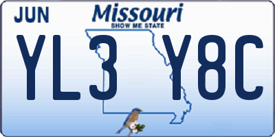 MO license plate YL3Y8C