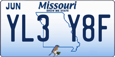 MO license plate YL3Y8F