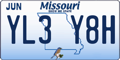 MO license plate YL3Y8H