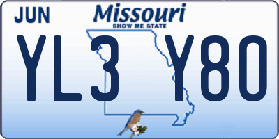 MO license plate YL3Y8O