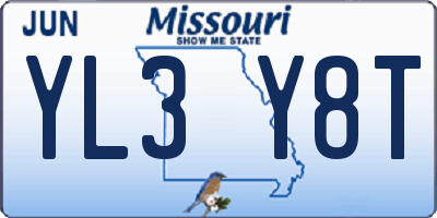 MO license plate YL3Y8T