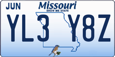 MO license plate YL3Y8Z