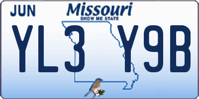 MO license plate YL3Y9B
