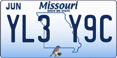 MO license plate YL3Y9C