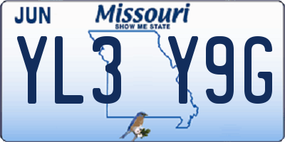MO license plate YL3Y9G