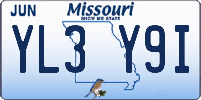 MO license plate YL3Y9I