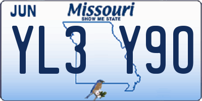 MO license plate YL3Y9O