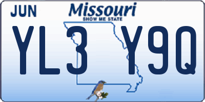MO license plate YL3Y9Q