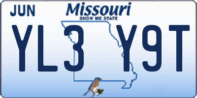 MO license plate YL3Y9T