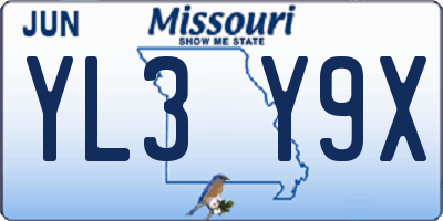 MO license plate YL3Y9X