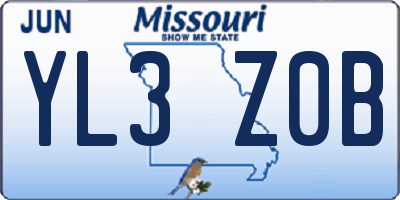 MO license plate YL3Z0B