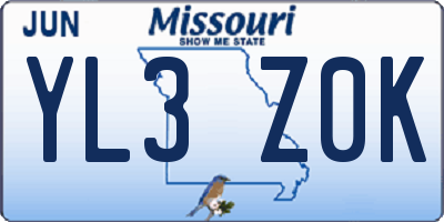 MO license plate YL3Z0K