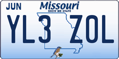 MO license plate YL3Z0L