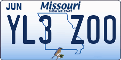 MO license plate YL3Z0O