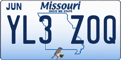 MO license plate YL3Z0Q