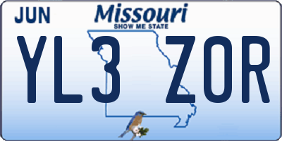MO license plate YL3Z0R
