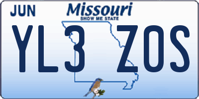 MO license plate YL3Z0S