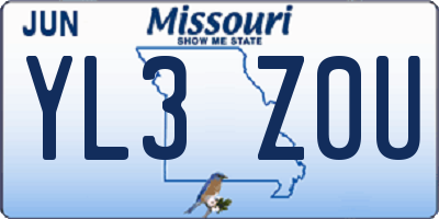 MO license plate YL3Z0U