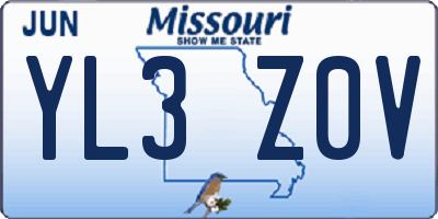 MO license plate YL3Z0V