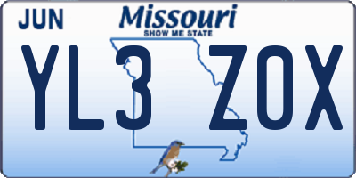 MO license plate YL3Z0X